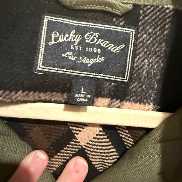 Lucky Brand army green canvas and fleece back utility jacket - Picture 2 of 6